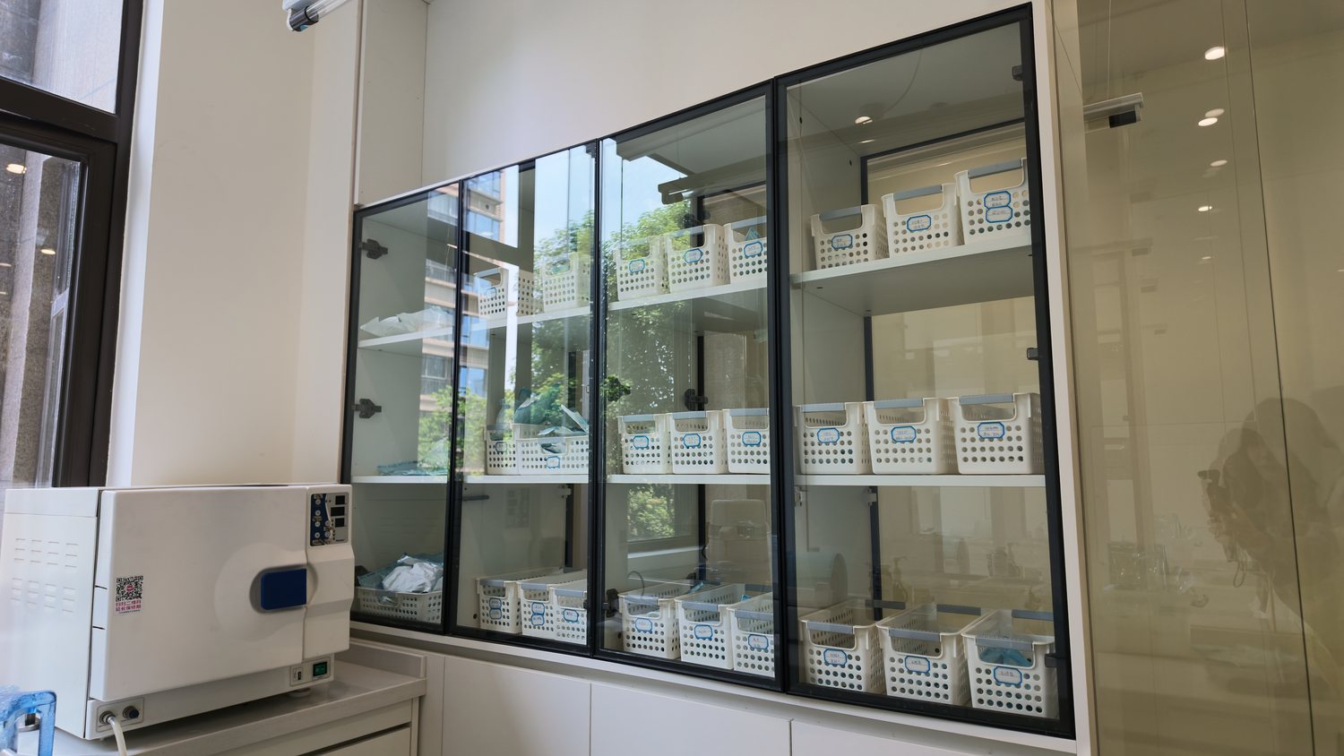 Visible sterilization and packing area at Leyan Dental